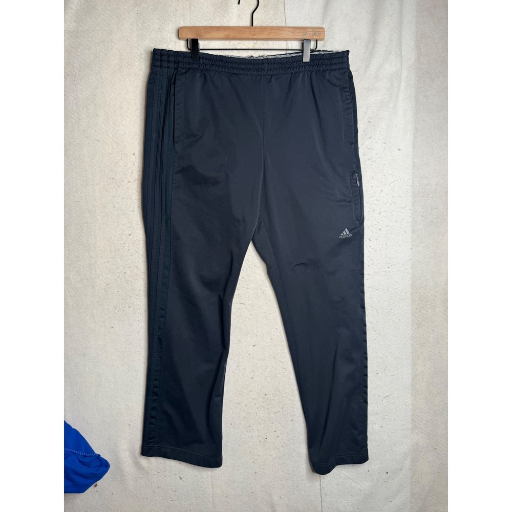 Adidas Mens Track Pants Black XL 3 Stripe Athletic Training Trousers RN 88387